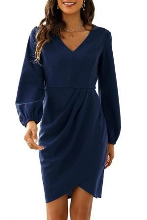 Manydress Women's Bodycon Sleeveless Deep V Neck Summer Dress Wrap Ruched Cocktail Party Mini Dresses MY062