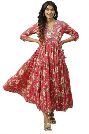 BIBA Solid Cotton Regular Fit Womens Kurta