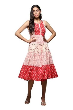 BIBA Women's Fit and Flare Ankle Length Dress