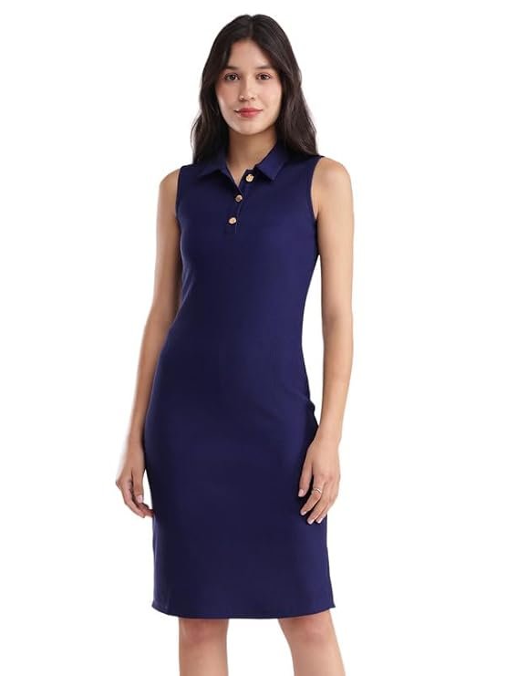 FableStreet Bodycon Knitted Dress - Navy Blue