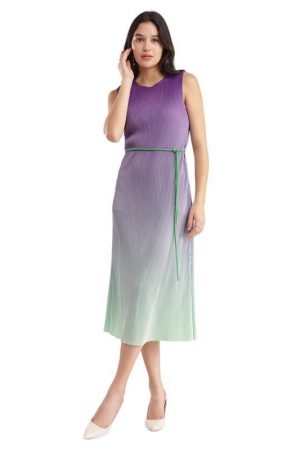 FableStreet Ombre Pleated Knit Dress - Purple
