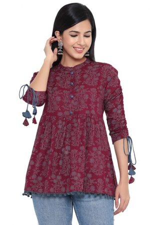 KBZ Women's Rayon Floral Print Regular Wear Top