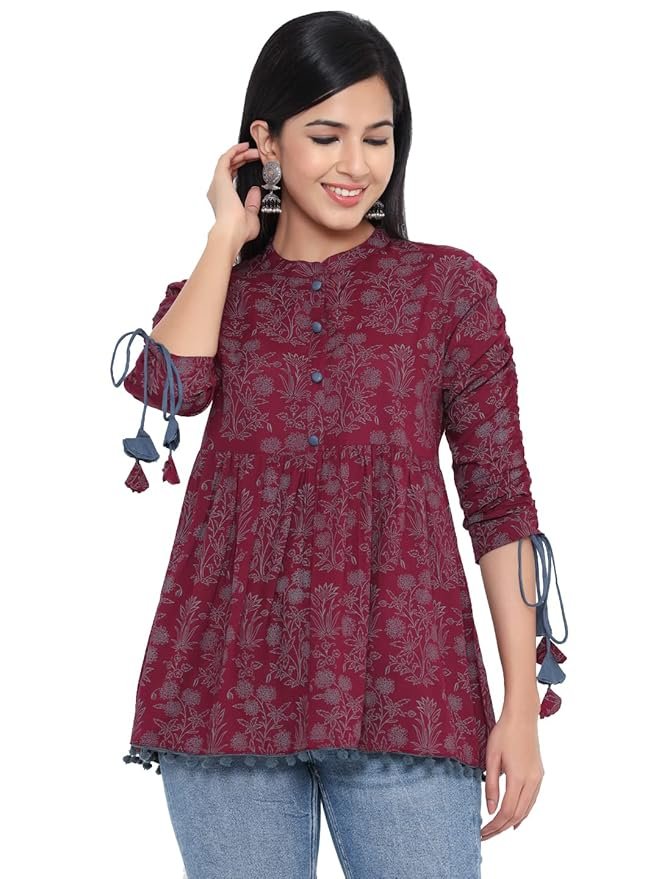 KBZ Women's Rayon Floral Print Regular Wear Top