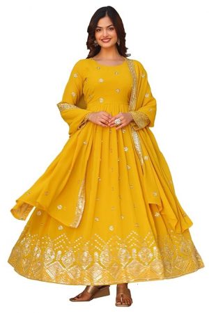 Fashion Basket Georegtte Embroidered Anarkali Dress for Women