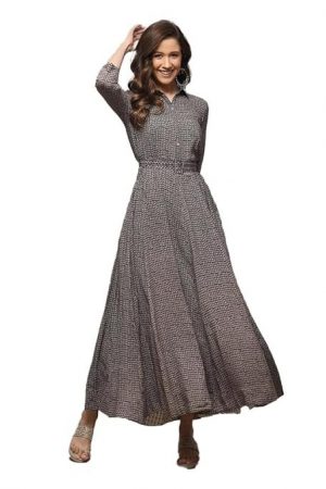 BIBA Women Liva Flared Printed Maxi Dress