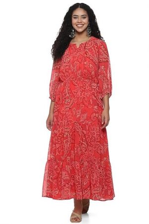 BIBA Women's Fit and Flare Ankle Length Dress