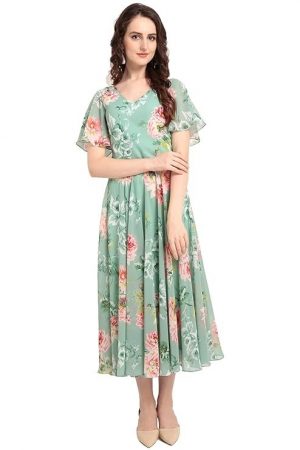 Rare Women's Georgette A-Line Knee-Long Dress