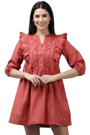 Van Heusen Women's Cotton A-Line Mid-Thigh Length Dress