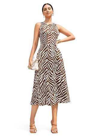 Fashion Dream Women’s Cotton Blend Printed Calf Length Dress|Printed Dress|Midi Dress|A-line Dress|Printed Calf Length Dress