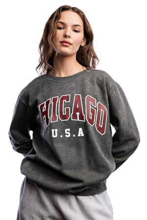 Urban Nation Women's Crew Neck Sweatshirt-Cozy Cotton/Poly Blend Pullover for Casual Fall Fashion