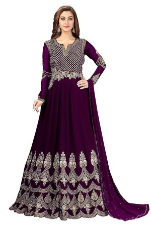 TRENDMALLS Women's Georgette Embroidery Salwar Suit Anarkali Kurta Set with Dupatta