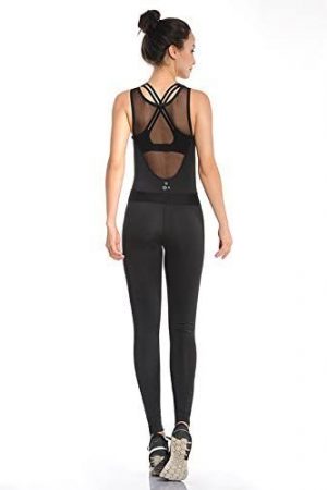 Ubersweet® Black, S : U Women's Yoga Sportswear Jumpsuit Ladies Fitness Training Underwear Breathable Bodysuit Trousers Pants Black One Pieces