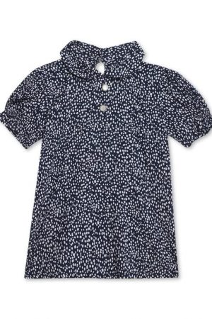 Cantabil Navy-Blue Girls Printed Spread Collar Full Sleeve Casual Top l Casual Top for Girls l Top for Girls