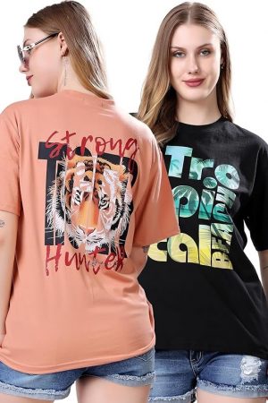 London Hills Women's Cotton Oversized Fit T-Shirt