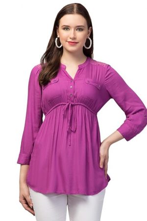 RIHANI FAB Casual Regular Sleeves Solid Women Purple Top