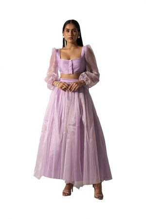 MYCLO Top with Flared Skirt Co-Ord Set for Women - Elegant Two-Piece Outfit for Brunches - Summer Days