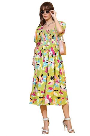 Sheetal Associates Women's Casual 3/4 Sleeve Crepe Fit & Flare Dress | Comfortable Relaxed Fit Summer Party Dress