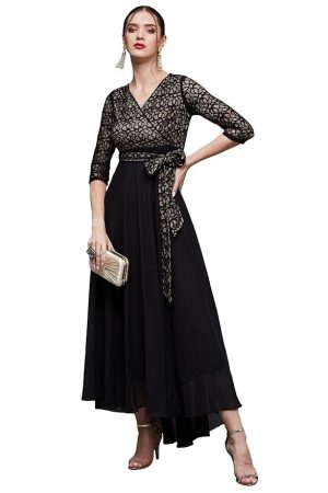 Miss Chase Women's Georgette Wrap Maxi Dress