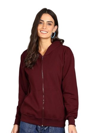 FALTU.CO Women's Cotton Full Zipper Sweatshirt Hoodies with Kangaroo Pocket Winter Wear Hooded Neck Sweatshirt