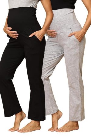 The Mom Store Maternity Track Pants | for Pregnant Women with Ultimate Comfort | Prenatal Yoga Pants