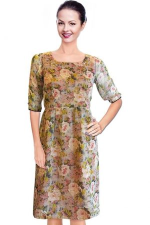 BEFORE|AFTER BeforeAfter Floral Print Multi Colour A-line Chiffon Dress for Women.