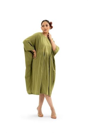 MIORAH Sophisticated Kaftan Dress Crafted from Premium Slub Cotton with Delicate Hand Thread Embroidery for Women & Girls