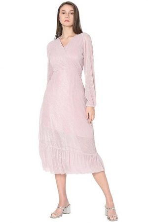 VERO MODA Women's Polyester A-Line Below The Knee Dress