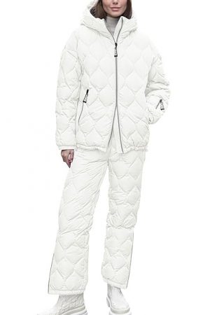 Xuehaya Womens 2 Piece Outfits Puffer Jacket and Pants Winter Snow Suit Quilted Zip Hooded Coat & Padded Joggers