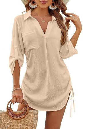 Blooming Jelly Women Swimsuit Cover Up Bikini Bathing Suit Beach Dress Shirt