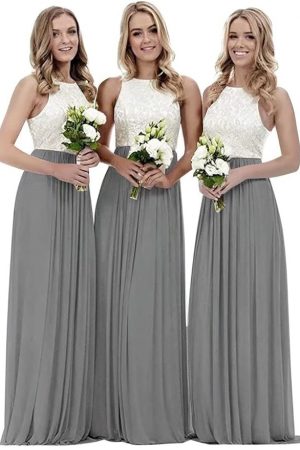 NewFex Lace Bridesmaid Dress Long A-Line Evening Party Gown for Womens