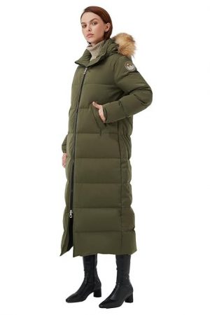 Fitouch Women's Waukee Long Down Coat Parka Jacket | 750+ Fill Power | Full-Length, Olive_fullcuard_balancewarmer, Large