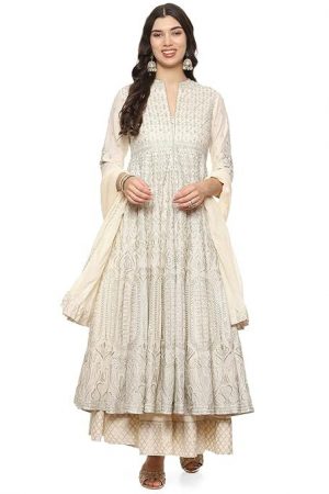 BIBA Women Cotton Blend Printed Readymade Lehenga Set