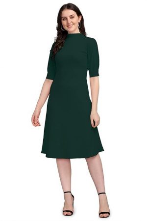 PURVAJA Women's Corduroy Fit and Flare Knee-Length Dress