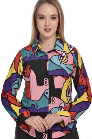 Women Regular Fit Printed Spread Collar Casual Shirt